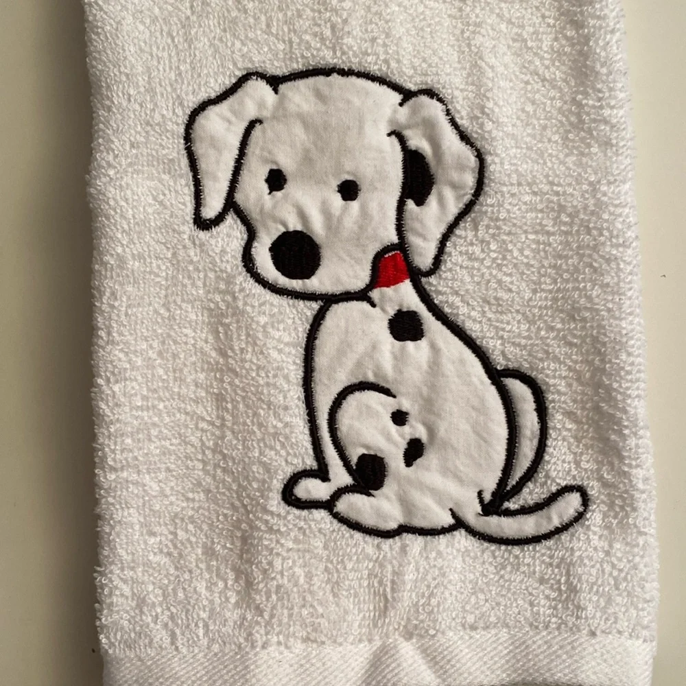 Dalmatian bathroom, hand, towel embroidered made to order